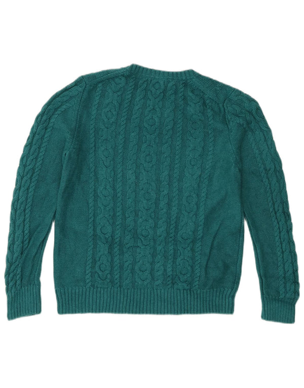 Suéter feminino L.L.Bean com gola canoa e algodão turquesa médio Reino Unido 12