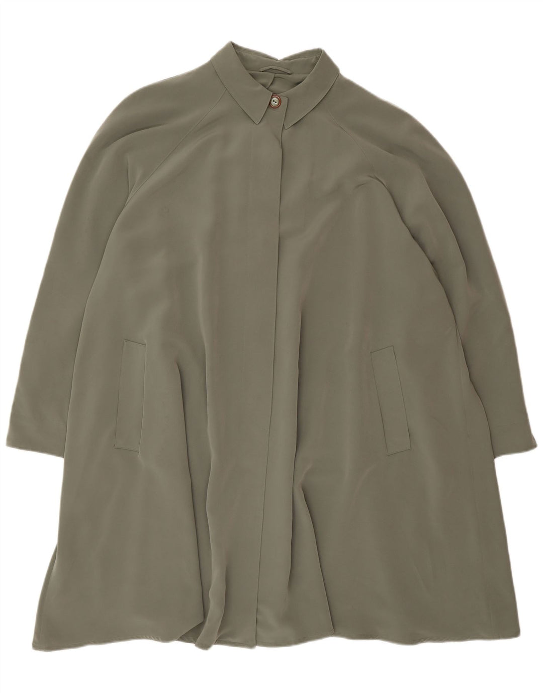 Sobretudo solto feminino vintage UK 20 2XL poliéster verde