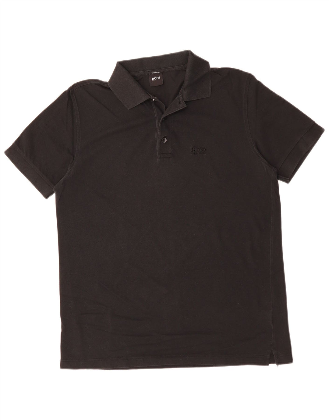 Camisa polo masculina Hugo Boss de algodão preto médio