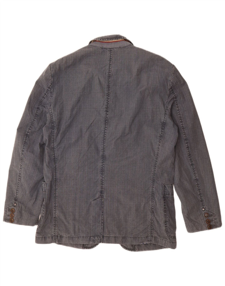 Jaqueta blazer masculina de 2 botões CAMEL ACTIVE IT 48 algodão xadrez azul médio