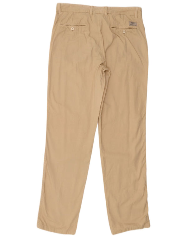 Calça chino masculina Avirex reta W34 L33 algodão bege
