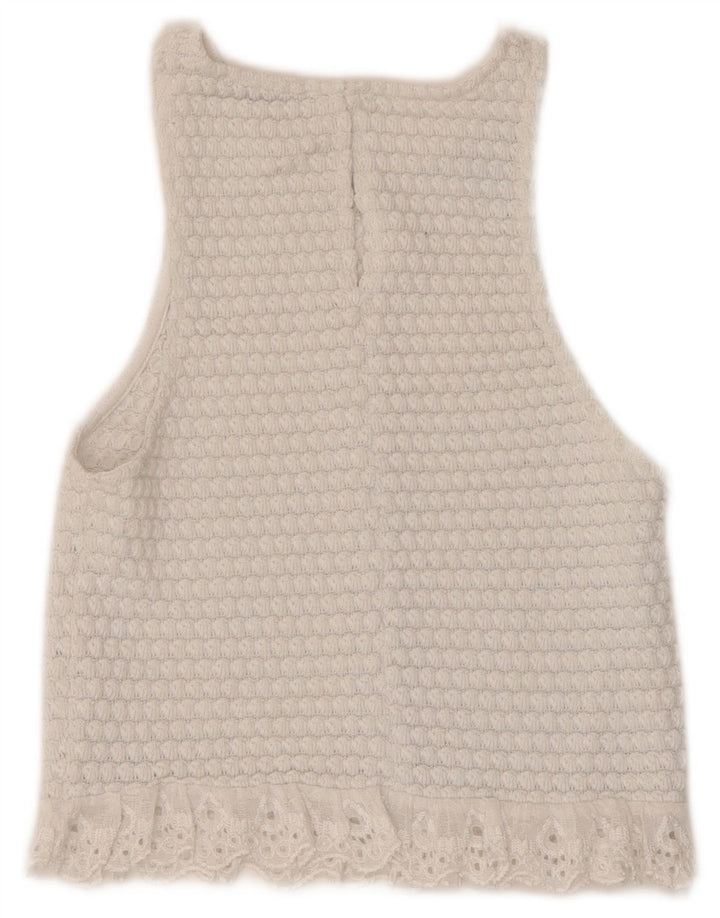 Zara Womens Crop Vest Top UK 8 Pequeno Branco