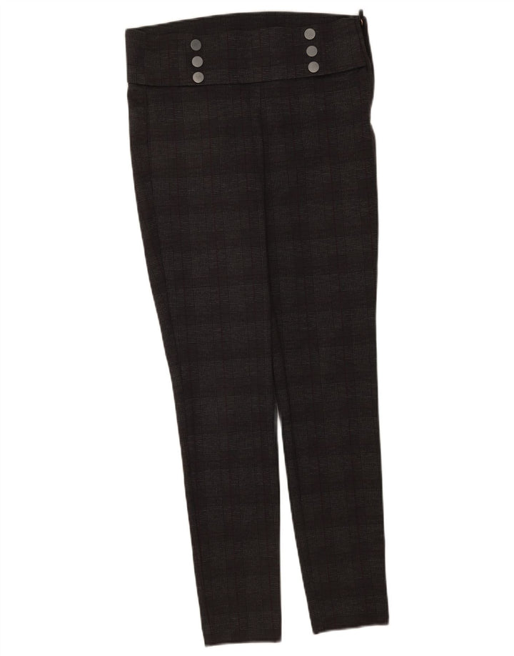 Zara Calça legging feminina casual média W28 L28 cinza xadrez poliéster