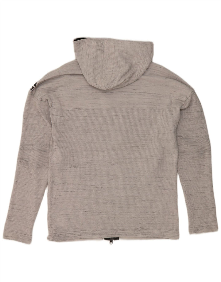 Adidas masculino zip moletom com capuz poliéster listrado cinza médio
