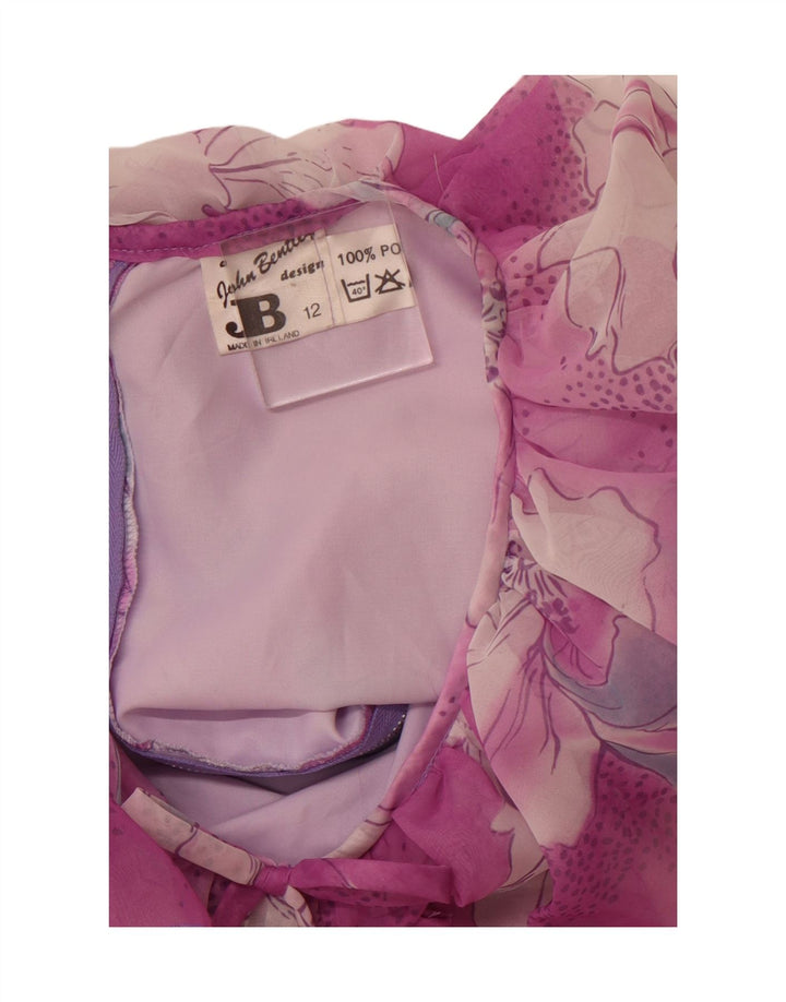 Vestido maxi feminino JOHN BENTLEY Reino Unido 12 poliéster floral rosa médio