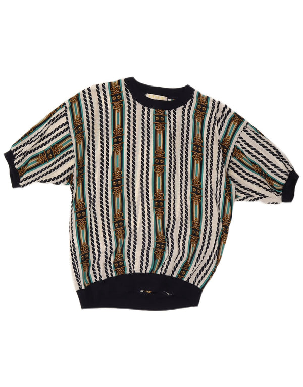 Blusa feminina ENNEDI UK 12 acetato listrado branco médio