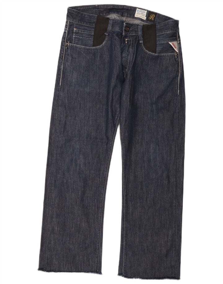 Replay Jeans reto masculino W34 L28 azul marinho