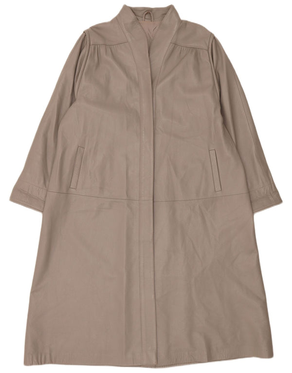 Casaco de couro superdimensionado vintage feminino IT 44 cinza médio