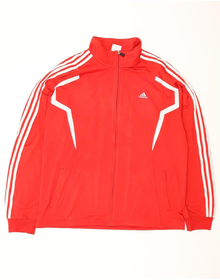 Adidas Mens Treino Top Jaqueta Grande Poliéster Colorblock Vermelho