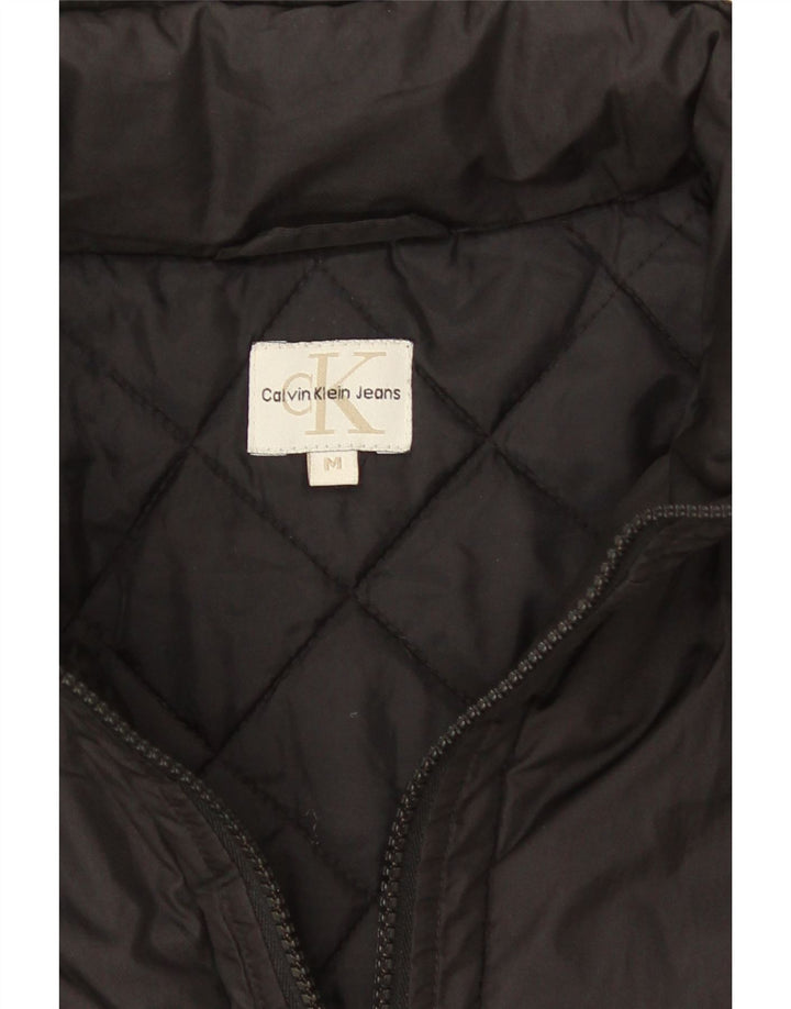 Jaqueta acolchoada feminina Calvin Klein UK 12 poliéster preto médio