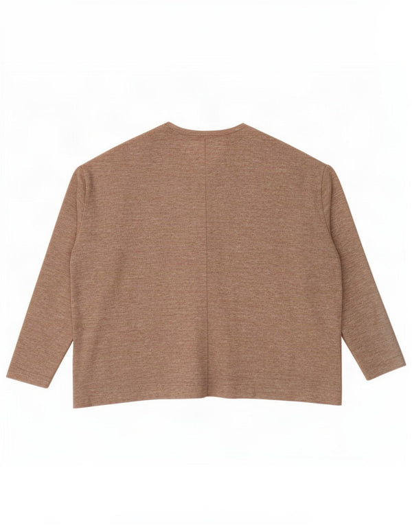 Zara Womens Oversized Top Manga Longa Reino Unido 10 Pequeno Poliéster Bege Salpicado