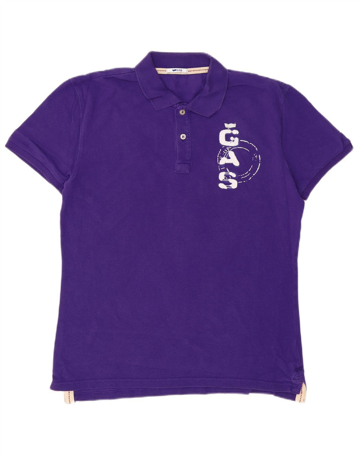 Camisa polo masculina gráfica GAS grande algodão roxo