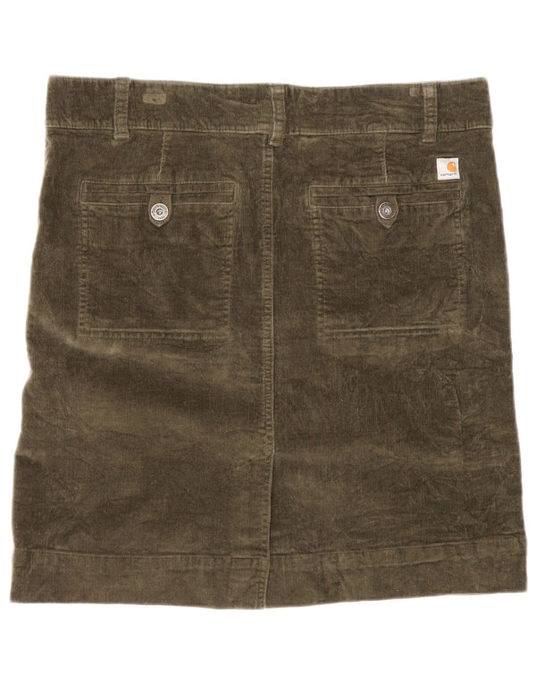 Saia feminina de veludo Carhartt EUA 8 médio W32 algodão cáqui