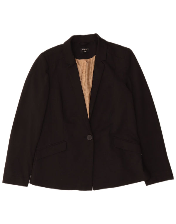 Jaqueta blazer feminina Oasis com 1 botão Reino Unido 12 poliéster preto médio