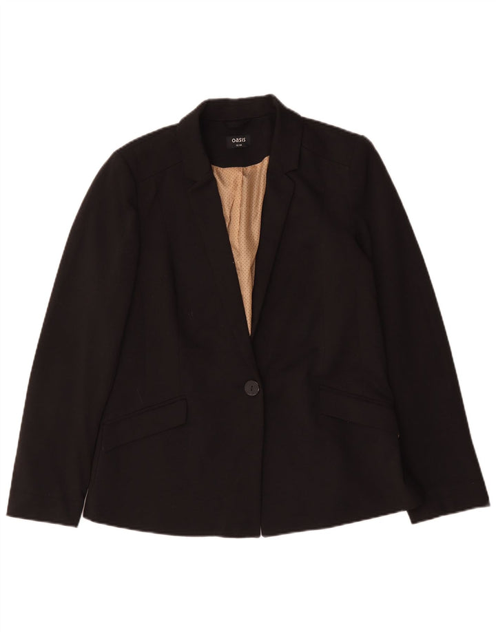 Jaqueta blazer feminina Oasis com 1 botão Reino Unido 12 poliéster preto médio