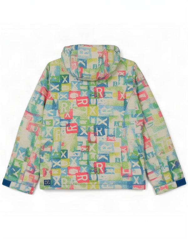 Roxy Womens Hooded Ski Jacket UK 14 Médio Multicolorido Geométrico