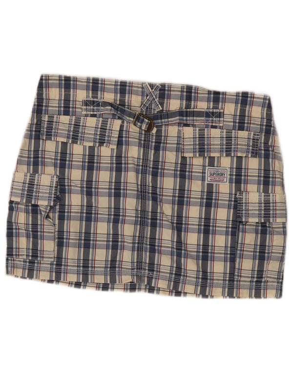 Saia cargo feminina Superdry média W30 algodão xadrez multicolorido