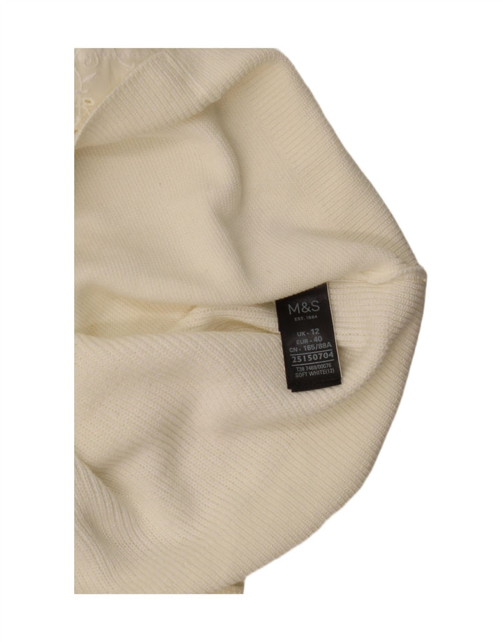 Suéter feminino Marks & Spencer com gola canoa Reino Unido 12 médio branco