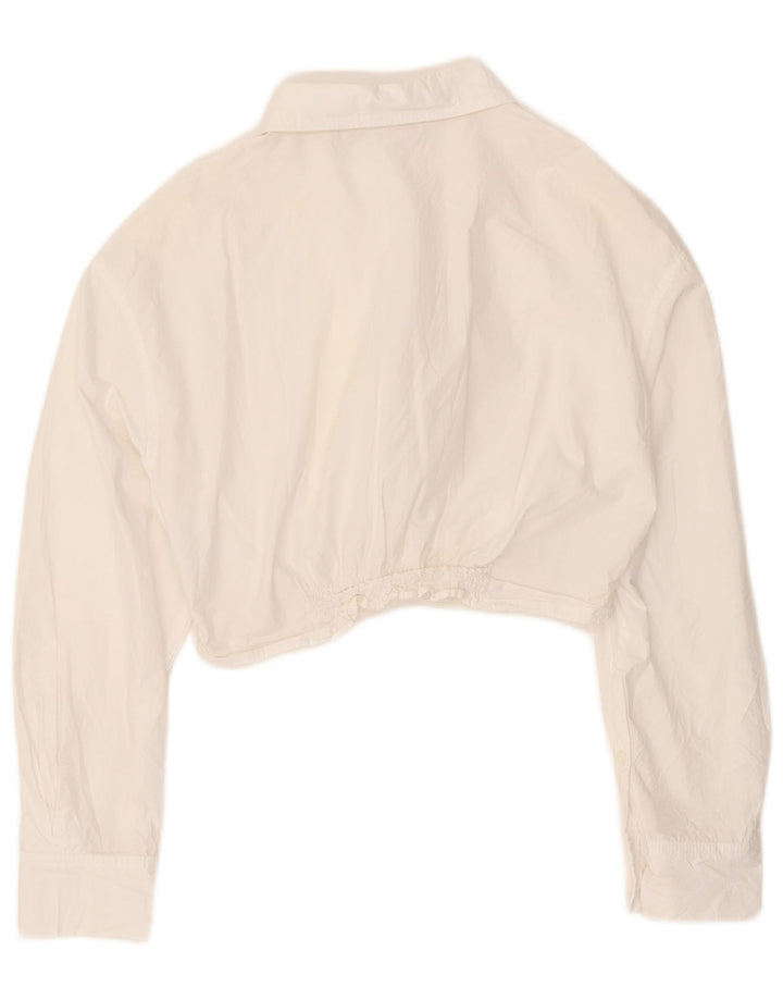 Zara blusa feminina cropped Reino Unido 16 algodão branco médio