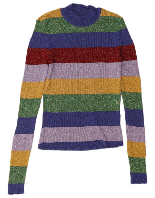 Blusa feminina Zara Top UK 10 pequena listrada multicolorida