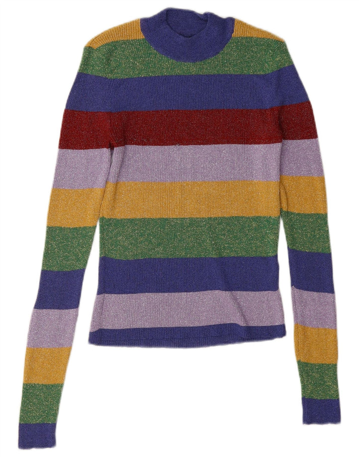 Blusa feminina Zara Top UK 10 pequena listrada multicolorida
