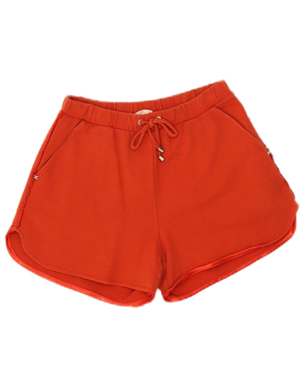 Elisabetta Franchi Shorts esportivo feminino gráfico UK 10 pequeno laranja