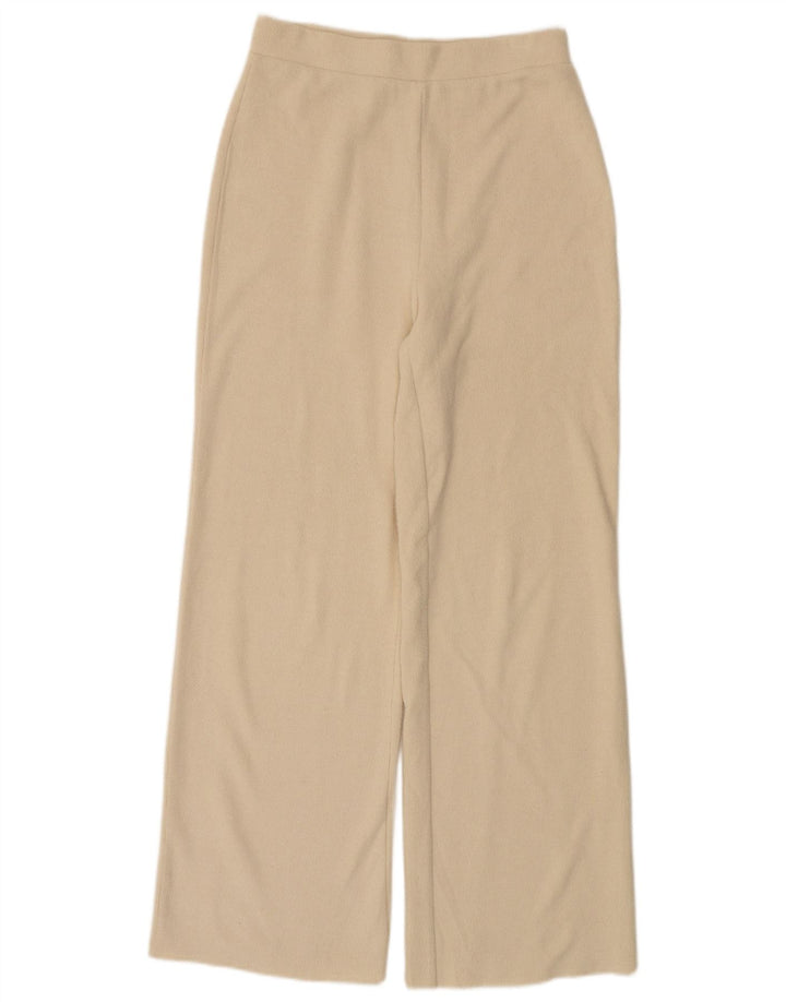 Calça de treino feminina Zara UK 12 poliéster bege médio