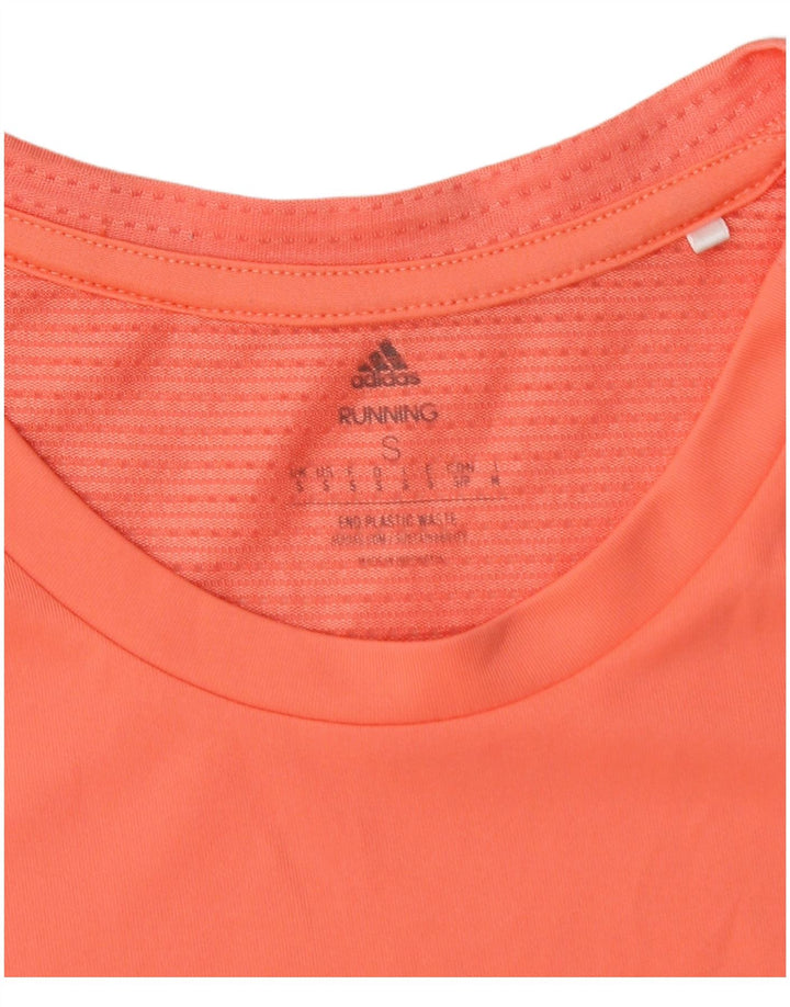 Adidas Mens Running T-Shirt Top Pequeno Laranja Poliéster