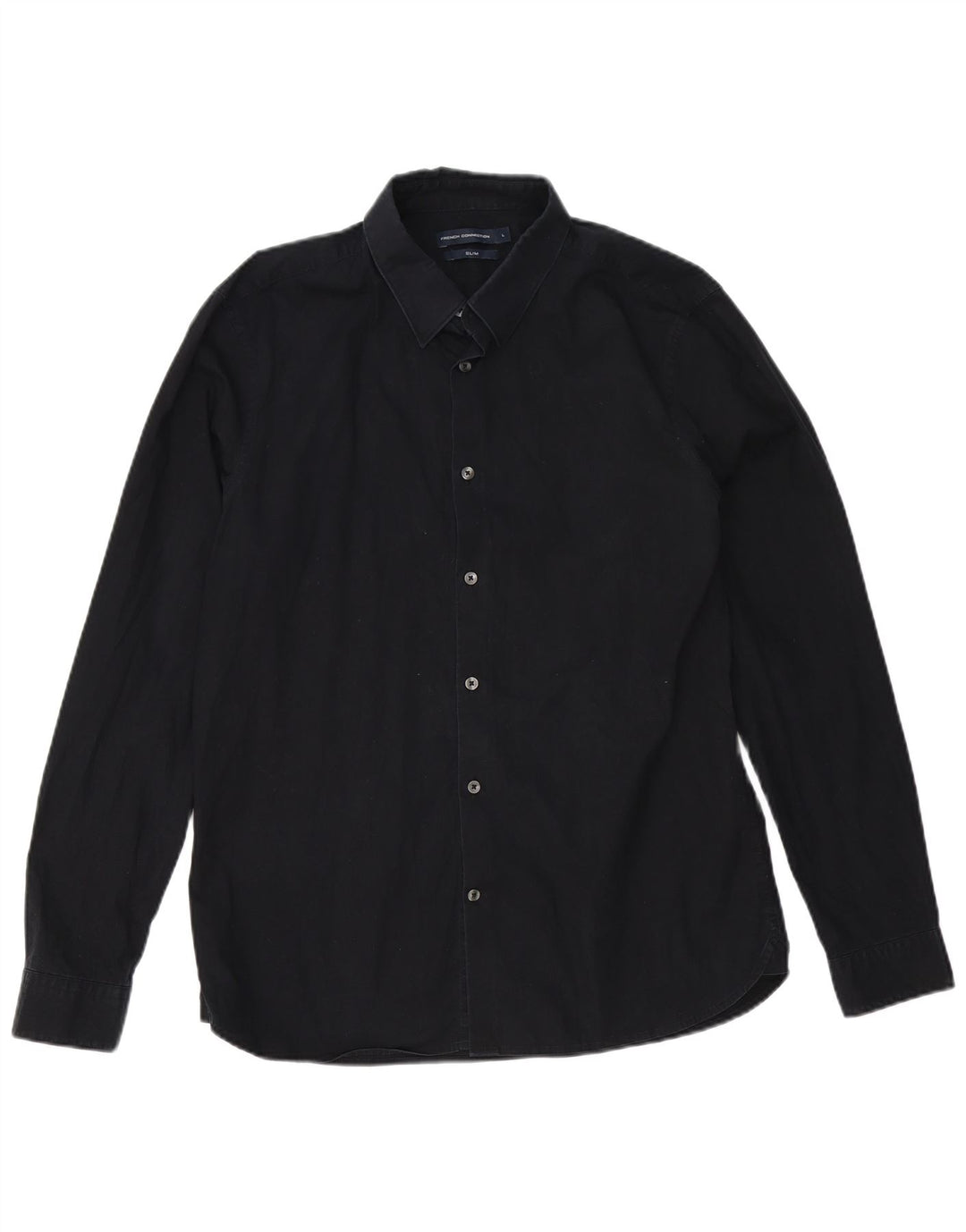 Camisa masculina slim French Connection grande algodão azul marinho