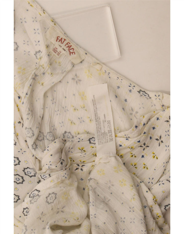 Blusa feminina Fat Face Top UK 14 viscose floral branca média