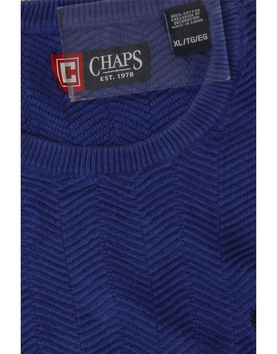 Suéter masculino CHAPS com gola redonda XL algodão azul