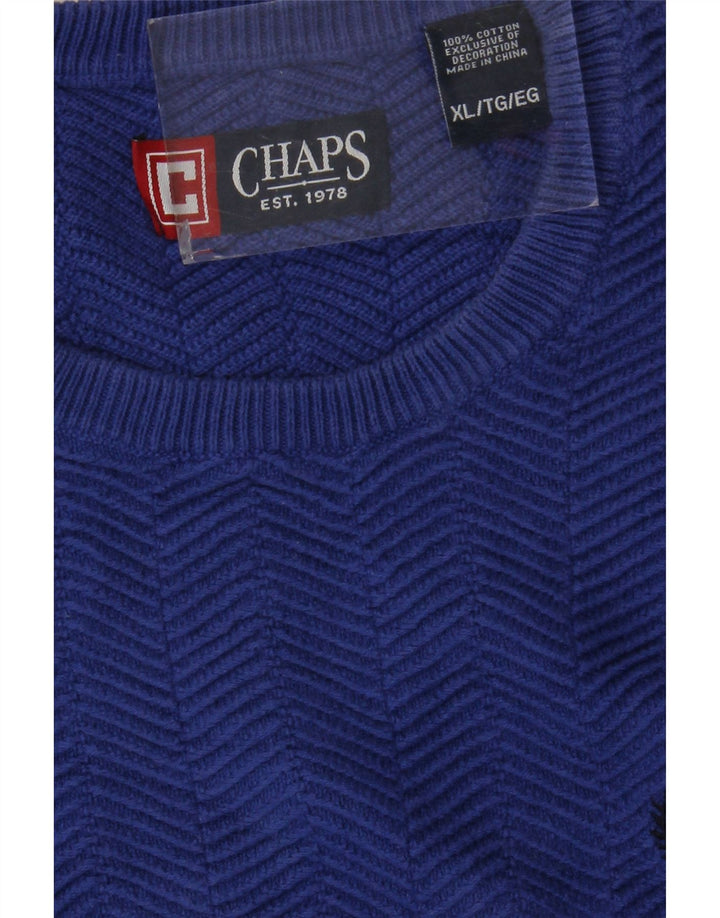 Suéter masculino CHAPS com gola redonda XL algodão azul