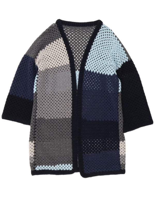 Suéter cardigã feminino vintage manga 3/4 Reino Unido 16 grande multicolorido