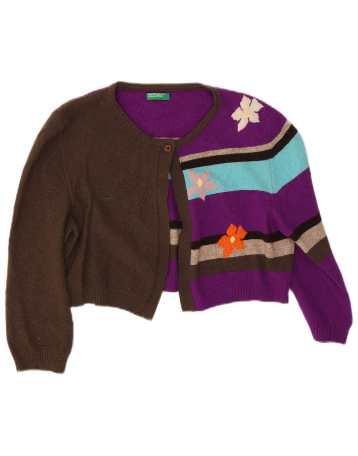 Suéter cardigã feminino manga 3/4 Benetton UK 12 médio multicolorido