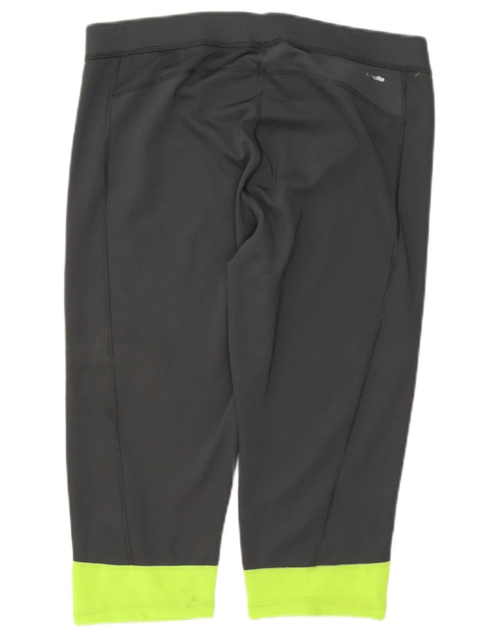 ADIDAS Womens Climalite Capri Leggings UK 20/22 XL Cinza Colorblock