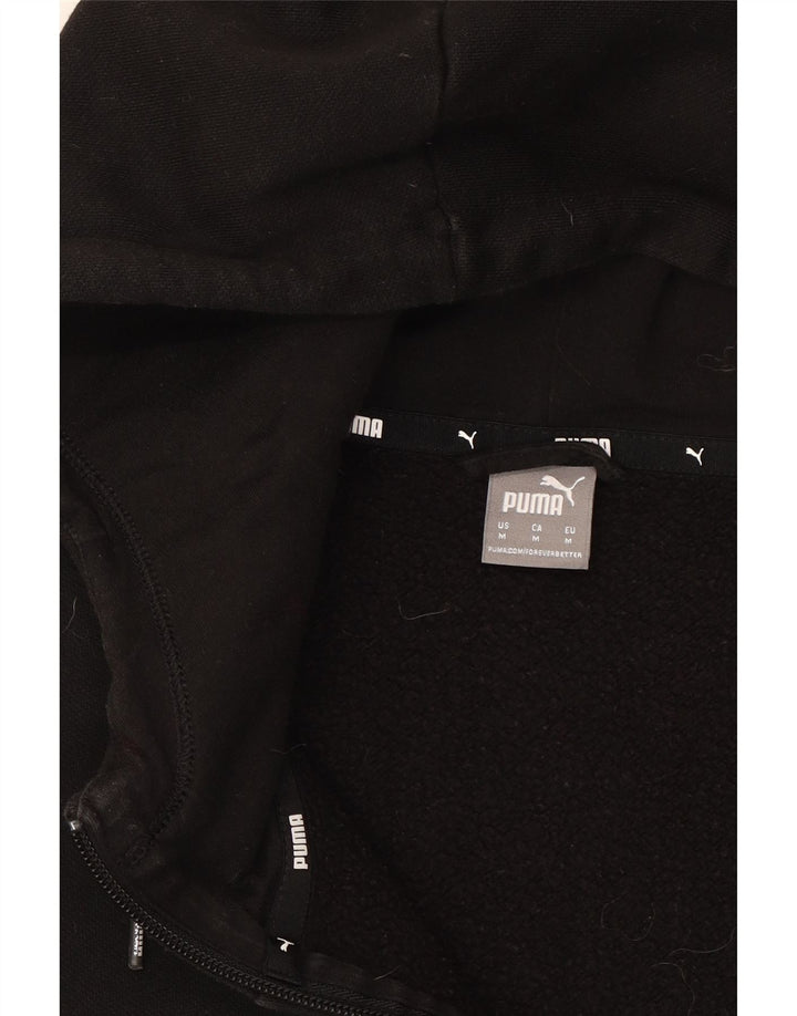 Suéter PUMA feminino com capuz e zíper UK 14 médio algodão preto