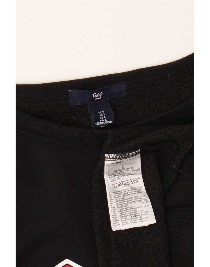 Gap moletom gráfico masculino jumper grande algodão preto