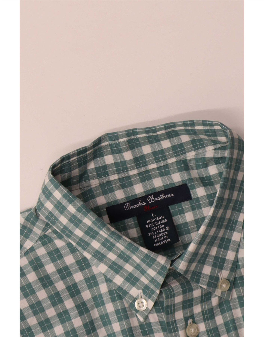 Camisa masculina Brooks Brothers grande algodão xadrez verde
