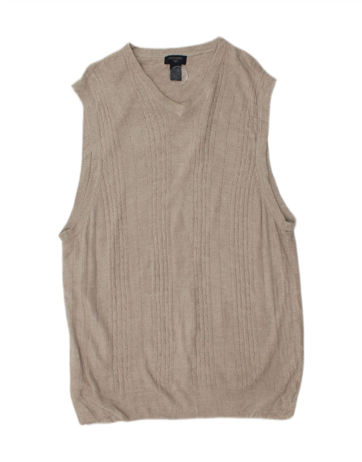 DOCKERS Mens Big & Tall Vest Tank Top XL Beige Acrylic Vintage Dockers and Second-Hand Dockers from Messina Hembry 