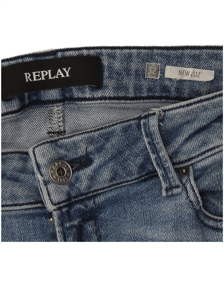 Replay Calça jeans feminina New Luz Skinny W32 L30 Azul