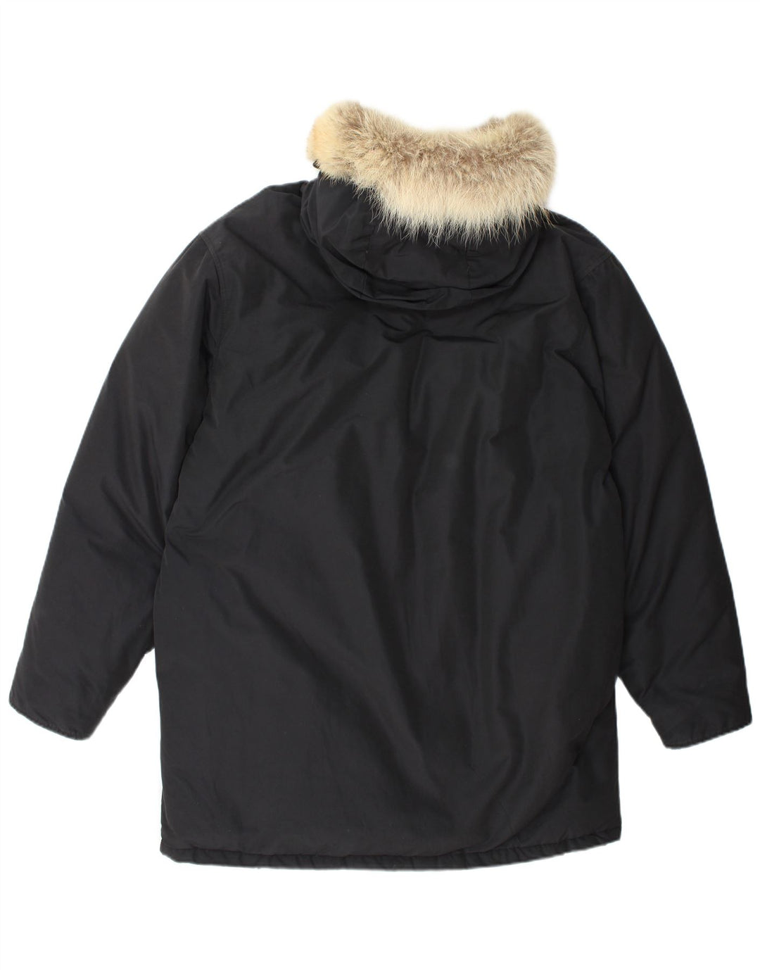 Jaqueta masculina Woolrich com capuz Parka UK 40 grande algodão preto
