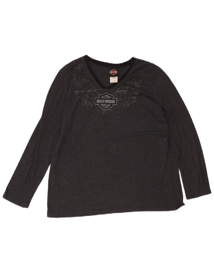 Top feminino Harley Davidson de manga comprida UK 20 2XL algodão cinza