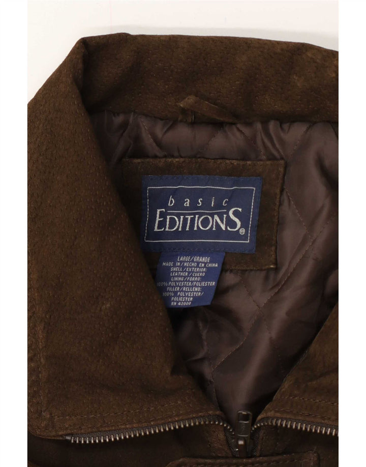 Jaqueta básica masculina de camurça UK 40 grande couro marrom