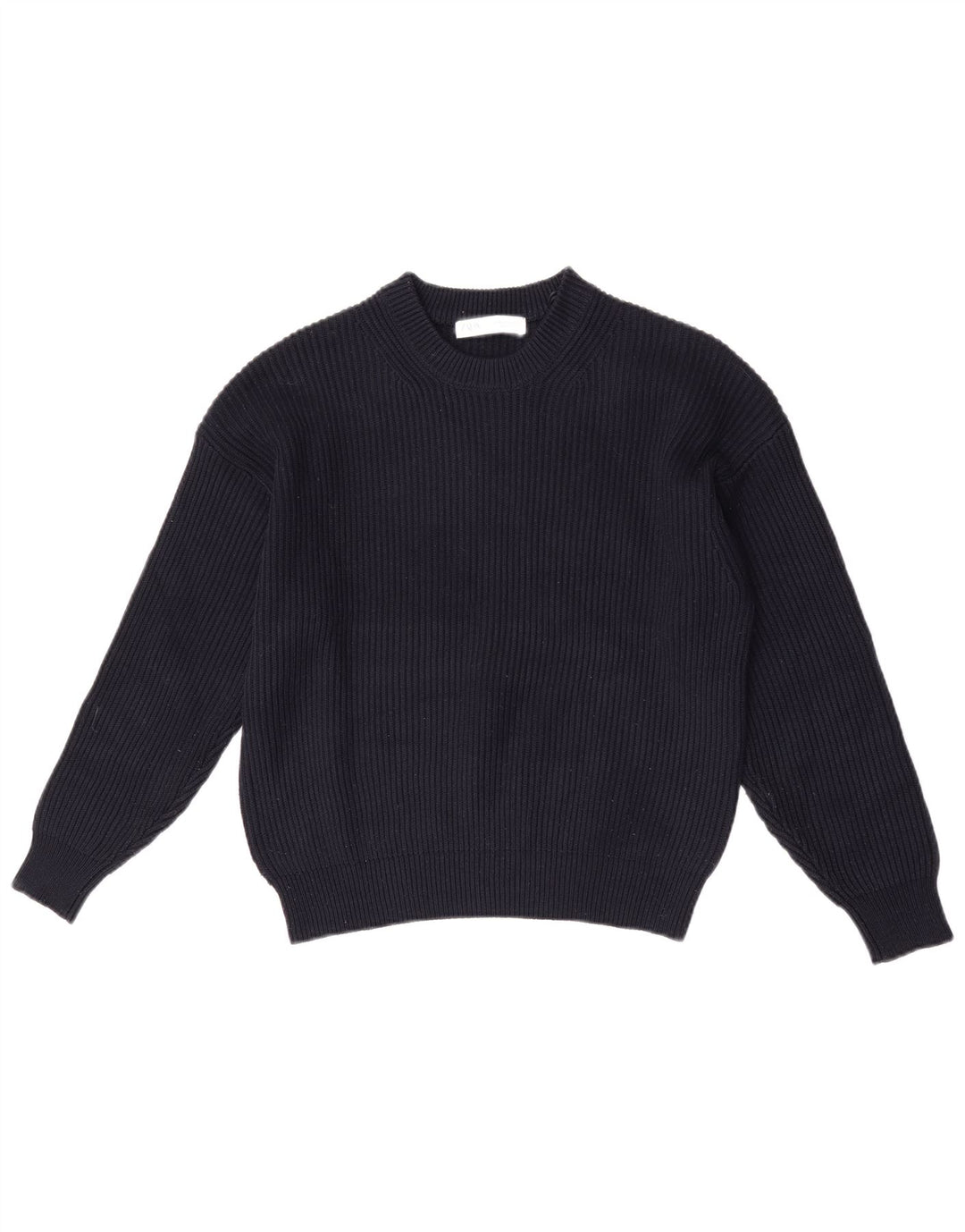 Zara Suéter feminino oversized com gola redonda Reino Unido 6 XS azul marinho poliéster