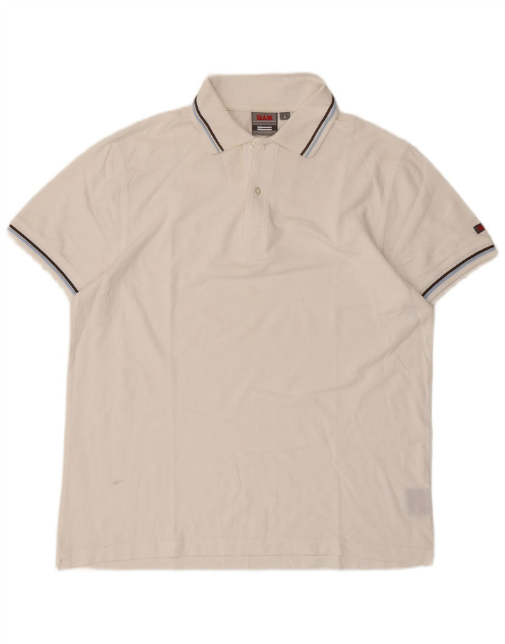Camisa polo masculina Slam grande algodão branco