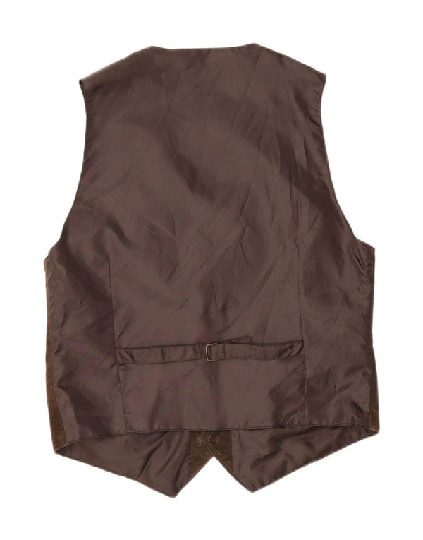 Colete masculino vintage de camurça grande couro marrom