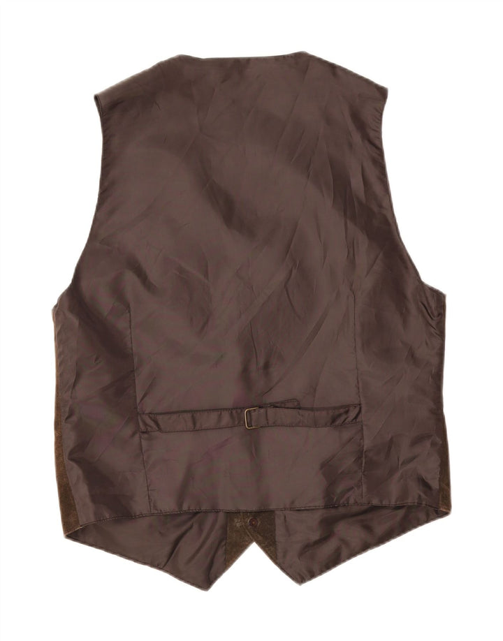 Colete masculino vintage de camurça grande couro marrom