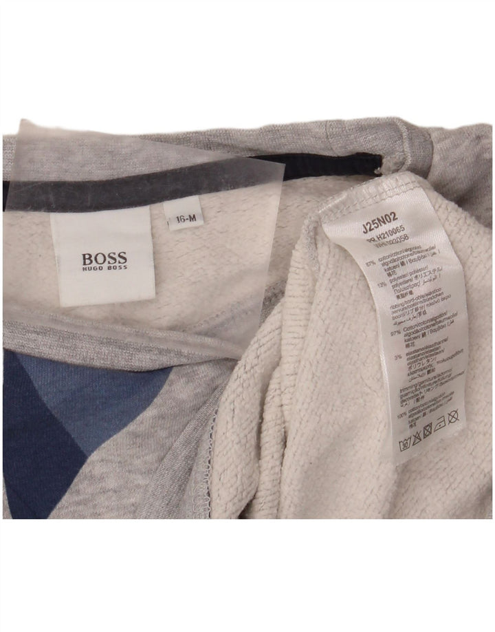 HUGO BOSS Meninos moletom gráfico jumper 15-16 anos médio cinza geométrico