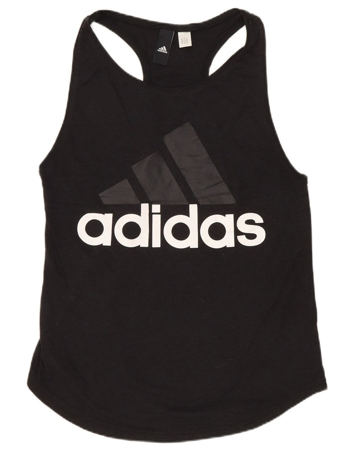 ADIDAS Womens Graphic Vest Top UK 8 Pequeno Preto