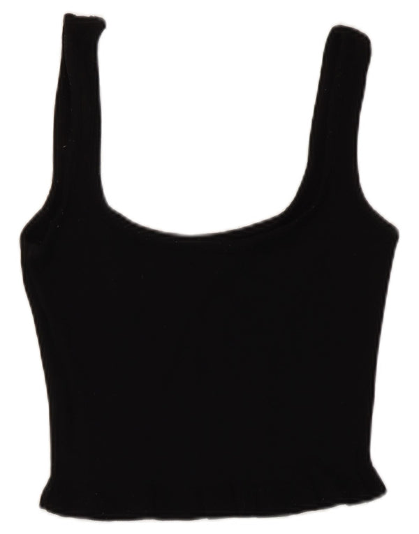 Zara Womens Crop Top UK 8 Pequeno Preto Viscose